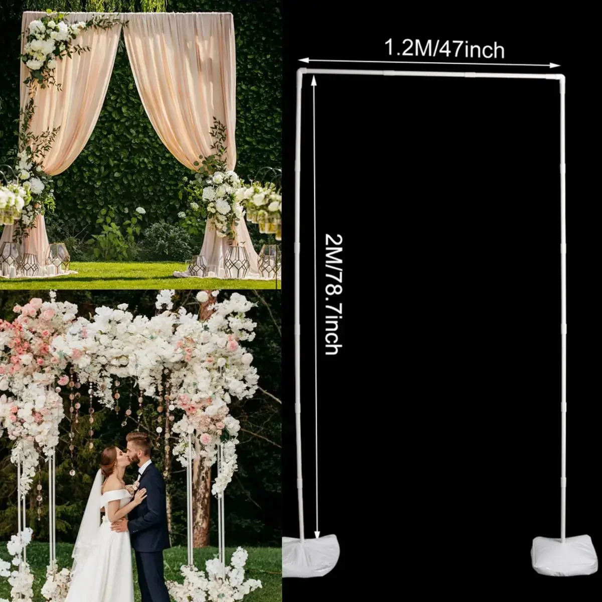 

Square Wedding Arch with Flowers Bow Frame Balloon Stand Holder Support Birthday Decoration Baby Shower Backdrop