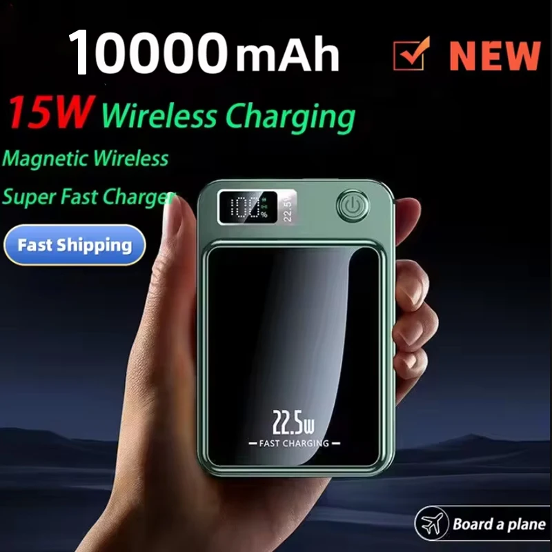 22.5W Power Bank 10000mAh Wireless Magnetic Super Fast Charge Portable External Battery PowerBank Adapter For iPhone 14 15Huawei