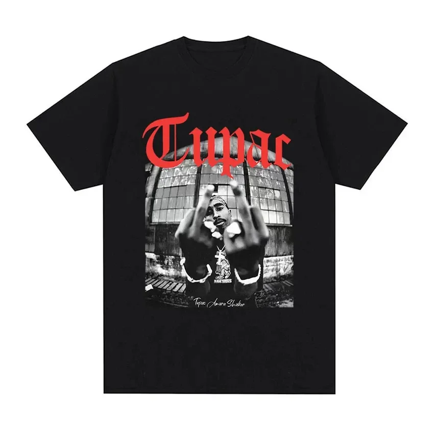 Male and female hip hop rapper Tupac t-shirt, 3D printing, personality, short sleeve tops, oversized, O Neck, unisex clothes, 2p