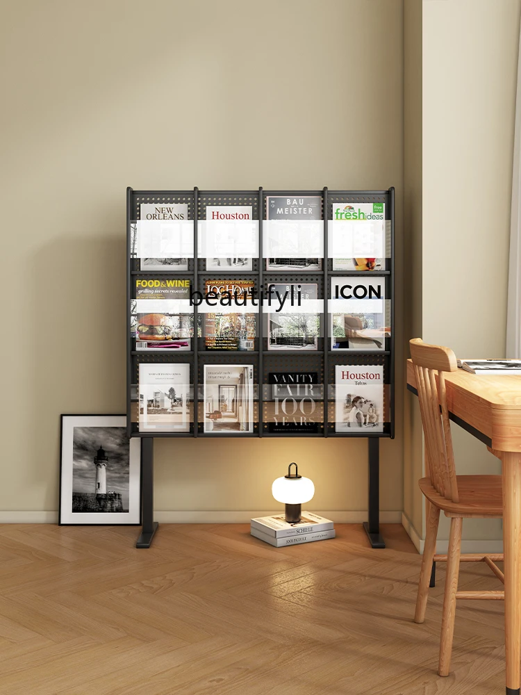 Magazine Rack Floor Storage Rack Reading Display Shelf Bookshelf Multi-Layer Record CD Holder