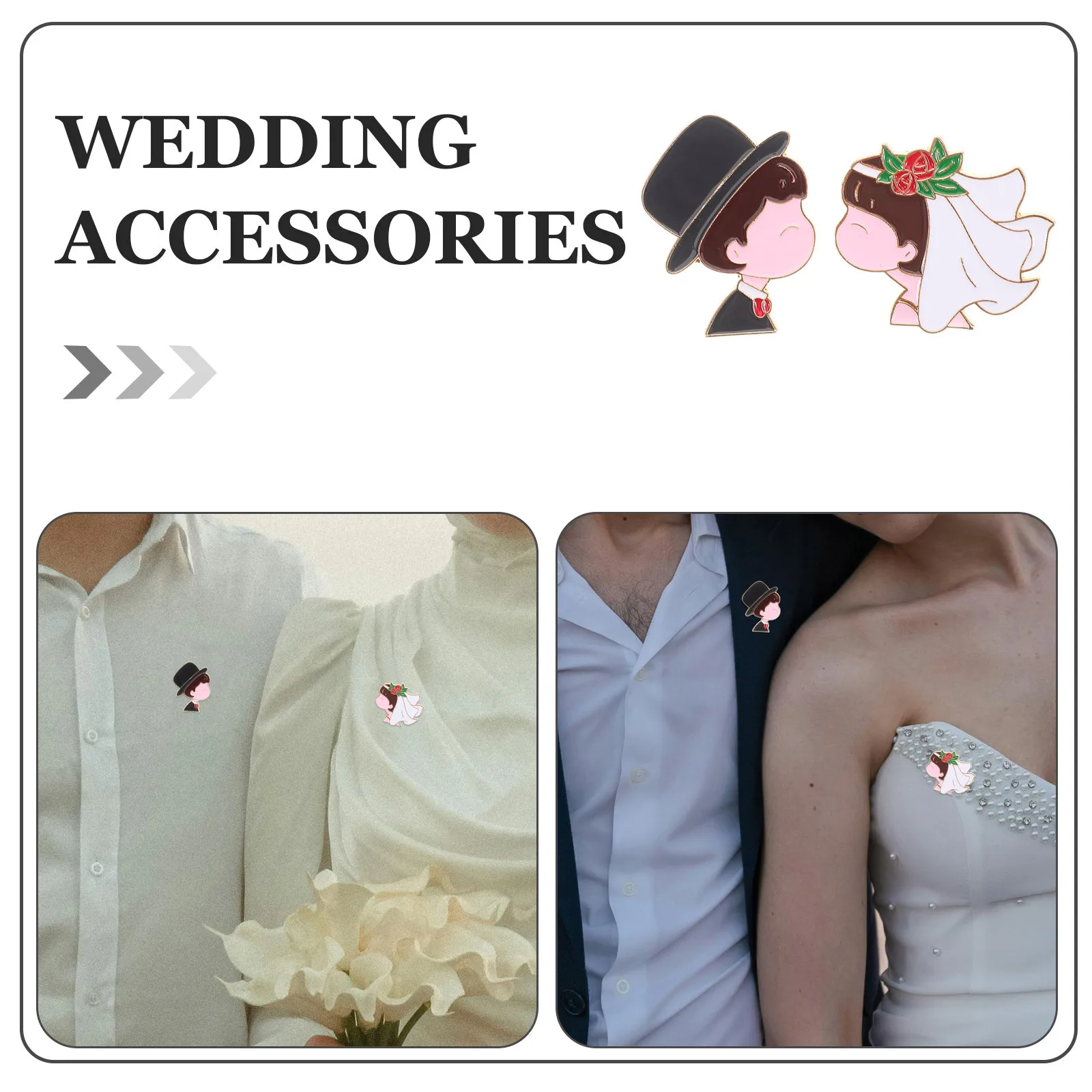 2 Stücke Nette Hochzeit Paar Brosche Pins Braut Bräutigam Anstecknadeln Cartoon Abzeichen Pin für Hochzeit Brautparty Zubehör