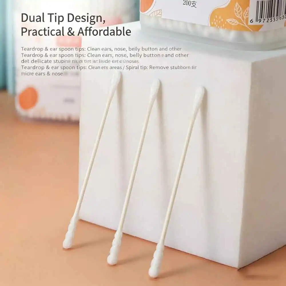 vvocci Baby Cotton Swabs 400PCS Organic Sticks Cotton Paper Buds for BabyEar Nose Clean Ultra Safe Hypo-allergenic Biodegradable