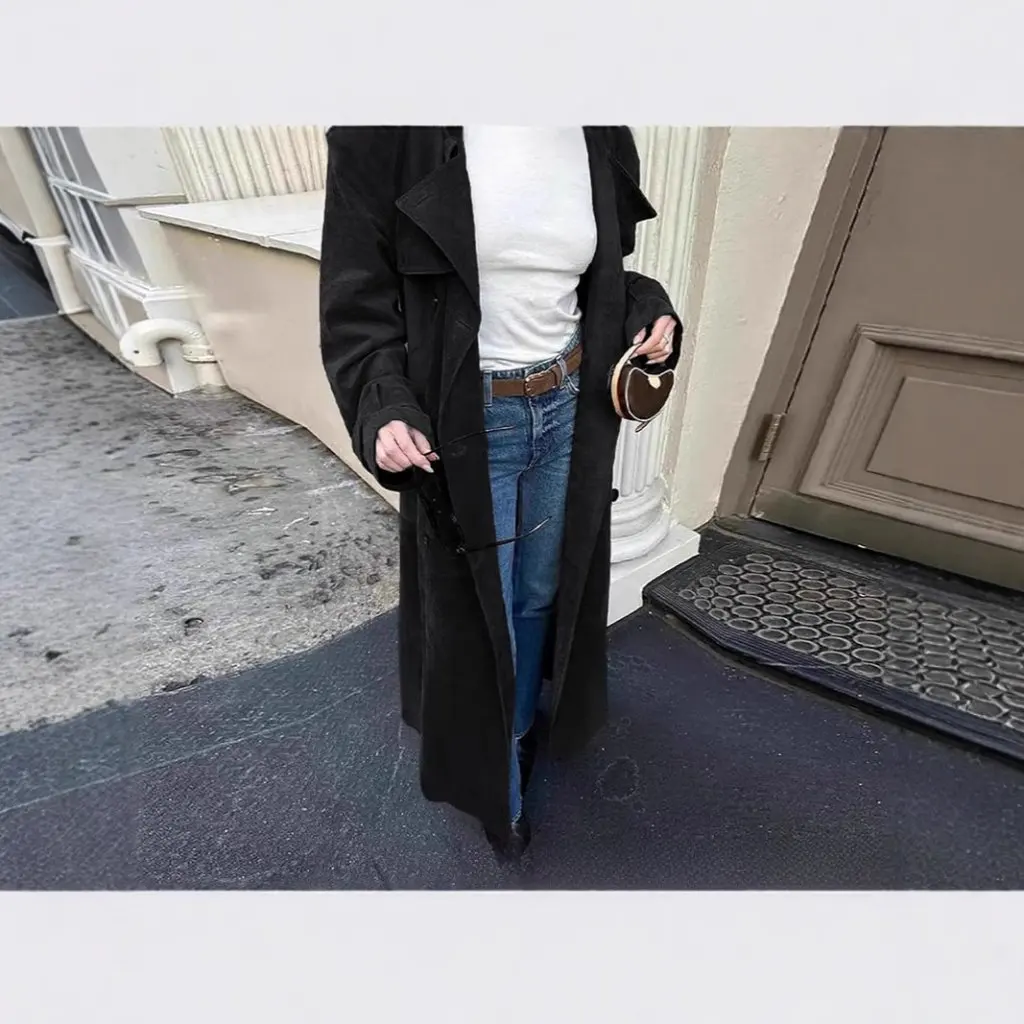 Women's Leopard Print Suede Trench Coat Mid-Length Over-The-Knee Fashion Wholesale European American Style