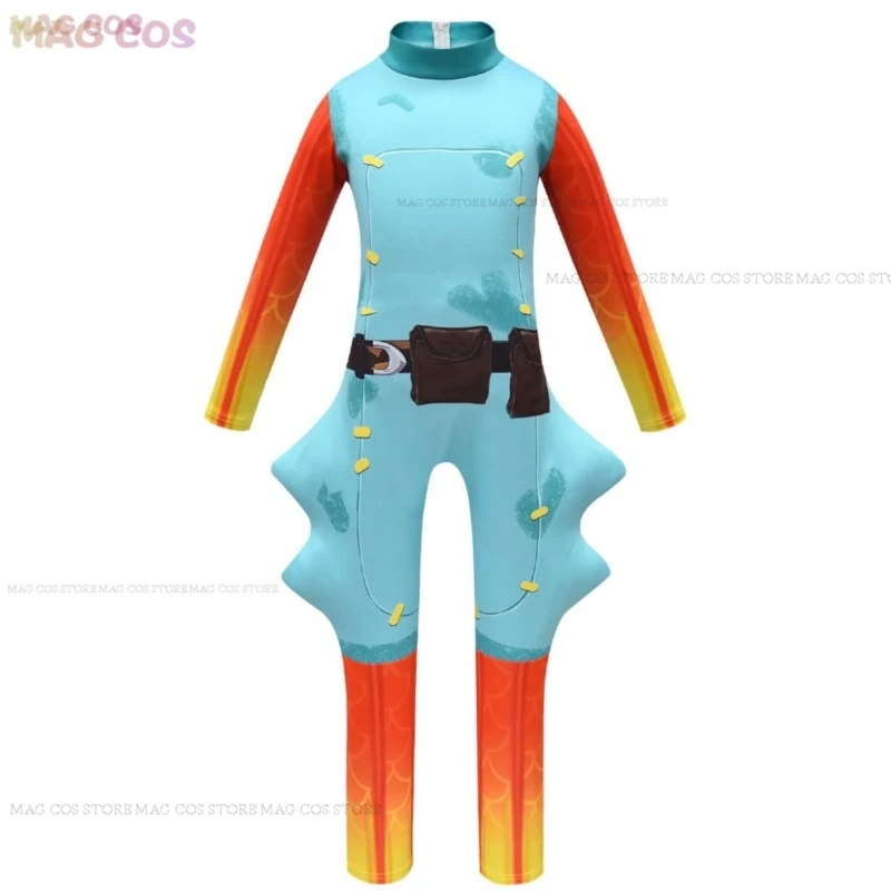 Game Fort Skin Outfit Fishstick Fish Cosplay Jumpsuit 110-150cm Kids Costume Carnival Children Halloween Roleplay Clothes