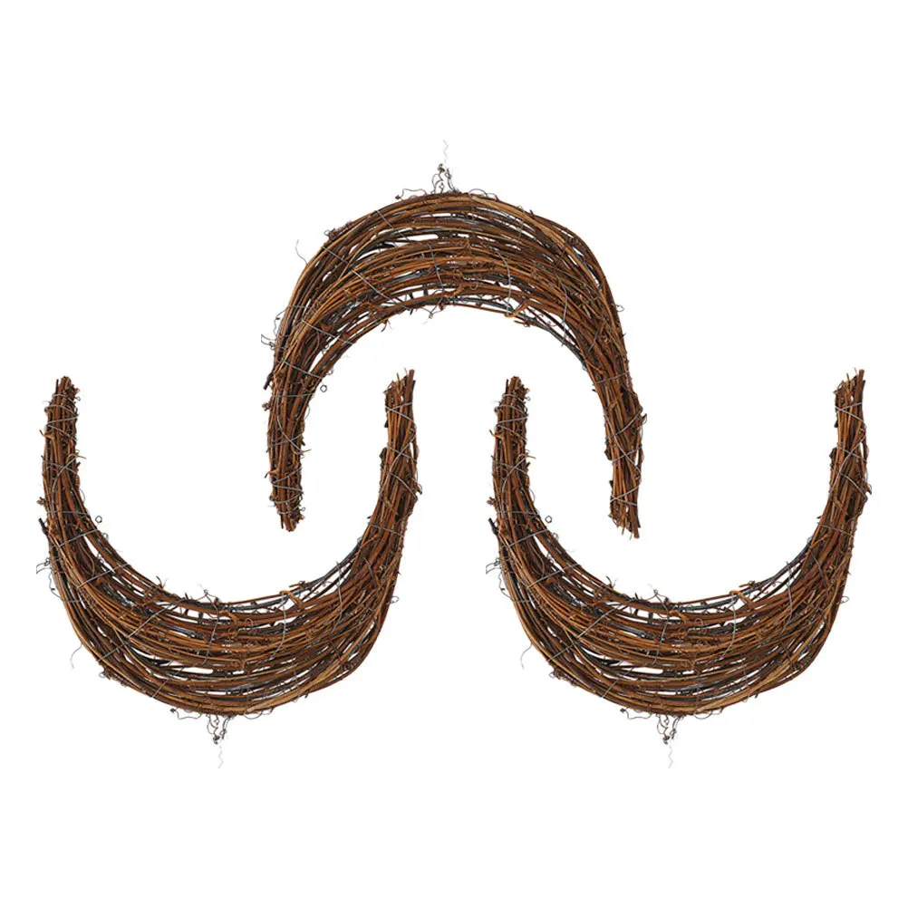 

3Pcs Moon Shaped Wreath Rattan 9.8 Inch DIY Accessory Easy to Use for Themed Decorations Halloween Christmas Easter Thanksgiving