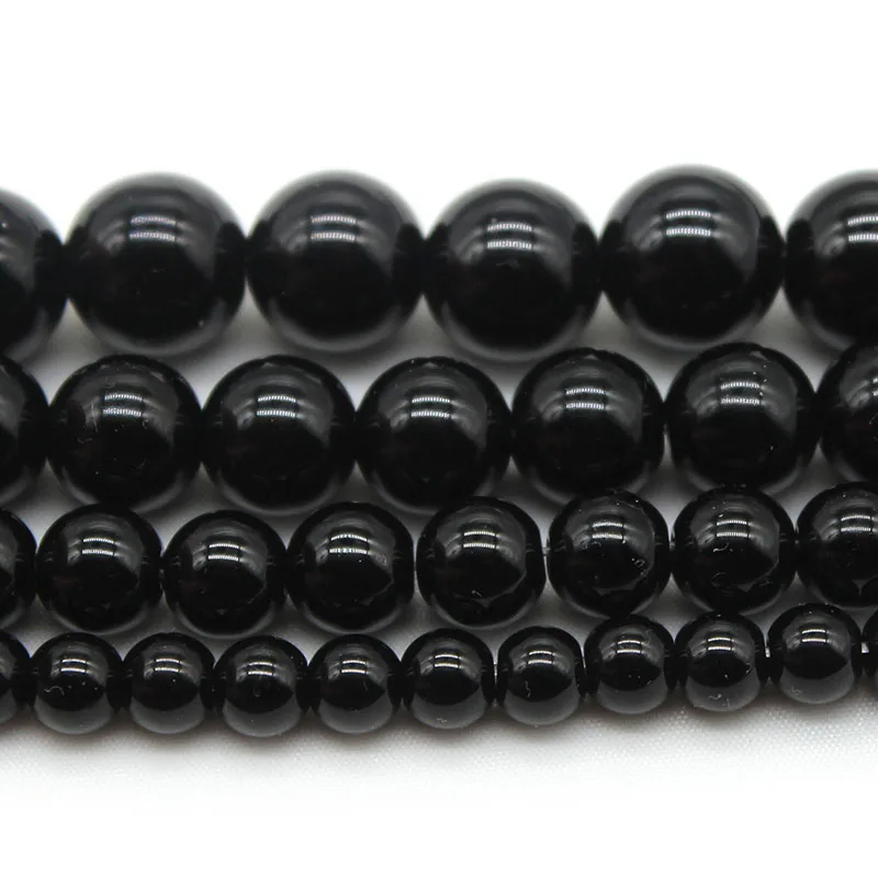 Wholesale Natural Stone Black Crystal Beads Round Loose Beads 4/6/8/10/12mm for Jewelry MakingPick Size DIY Bracelet Necklace