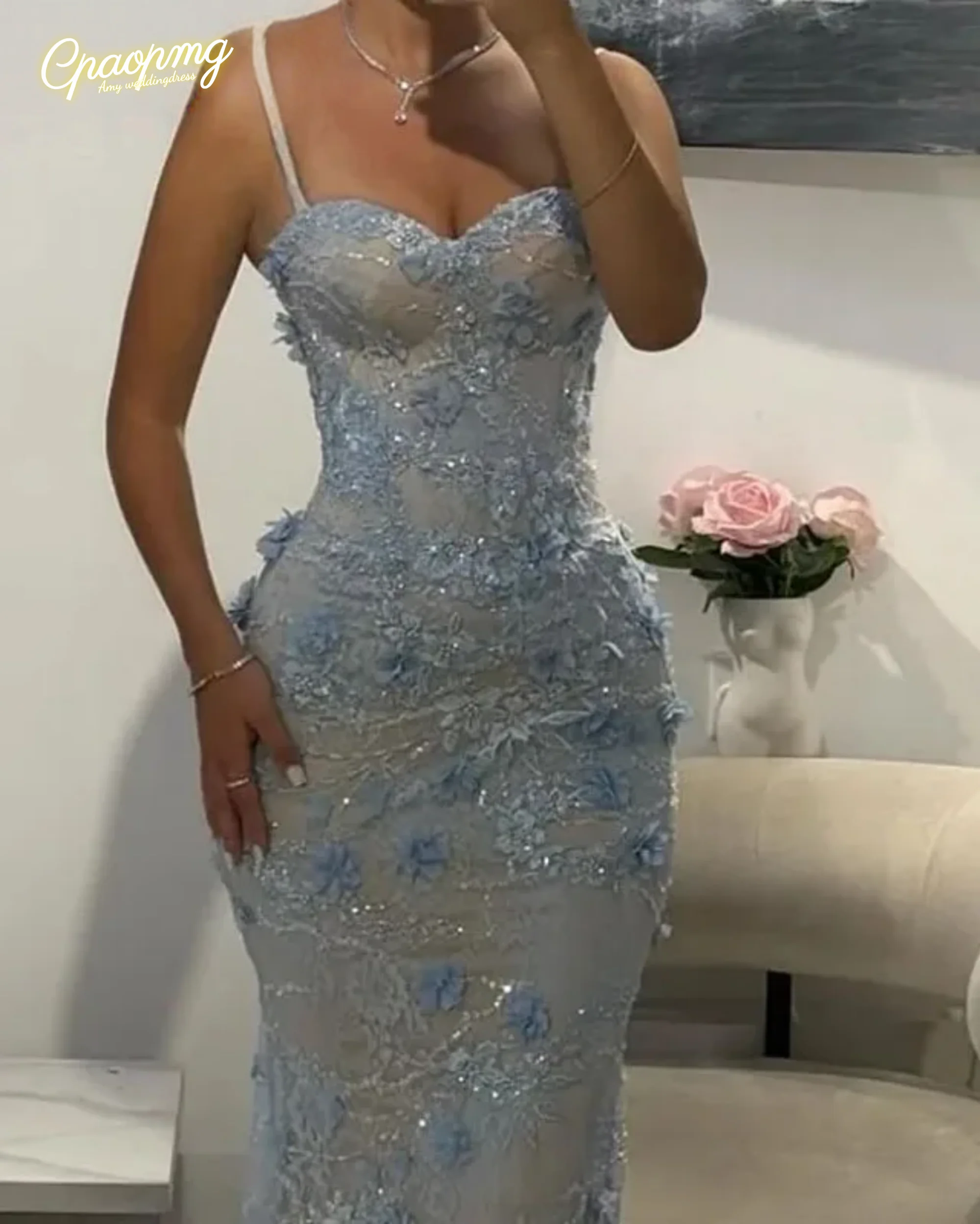 Vestidos de baile personalizados querida vestido de noite feminino festa céu azul vestidos de