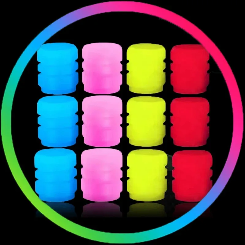 Car Luminous Tire Valve Cap Reflective Stickers Motorcycle Bike Wheel Nozzle Night Glowing Fluorescent Car Accessories