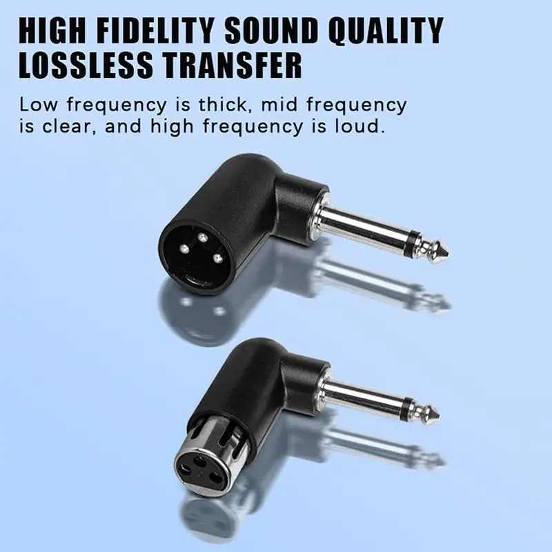 XLR to 6.35mm Right Angle Connector for Microphone Guitar Mixer with Enhanced Durability