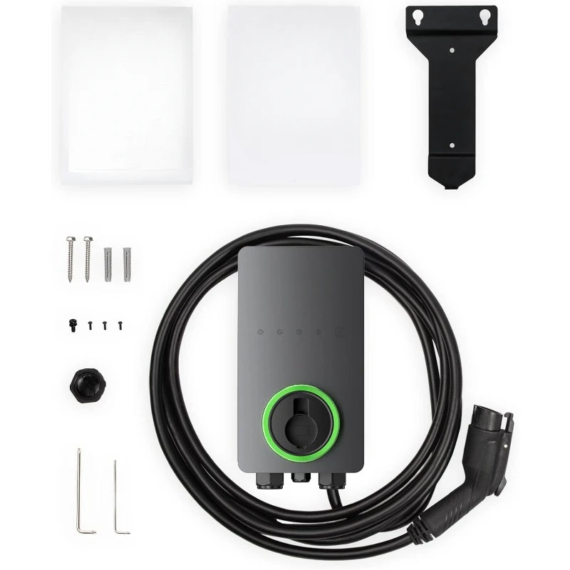 Charger up to 50Amp, 240V, Indoor/Outdoor Car Charging Station, Wi-Fi and Bluetooth Enabled EVSE, Flexible 25-Foot Cable