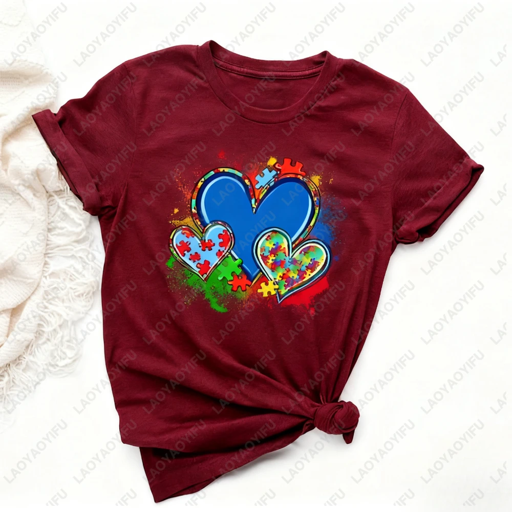 

Diverse Blue Heart-shaped Printed T-shirt Top Funny Streetwear Classic Tshirt Gift Woman Man Cotton Trending Style Tshirt