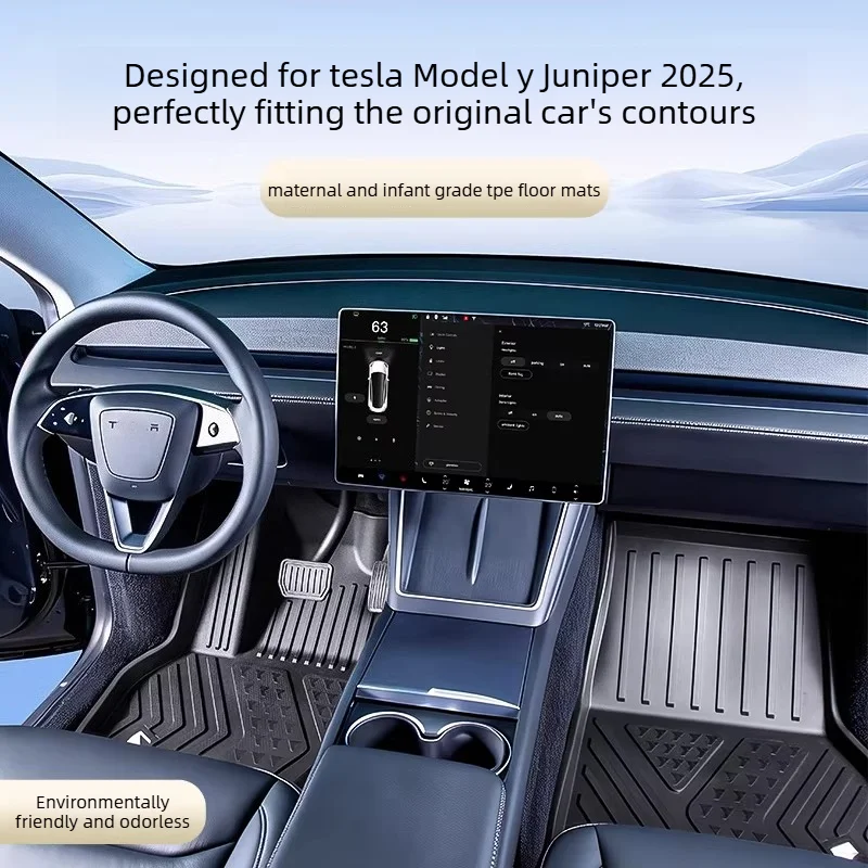 

For Tesla Model Y Juniper 2025+ TPE Floor Mats Waterproof Cargo Liner Trunk Luggage Mat Wear-resistant Foot Pads for ModelY 2026