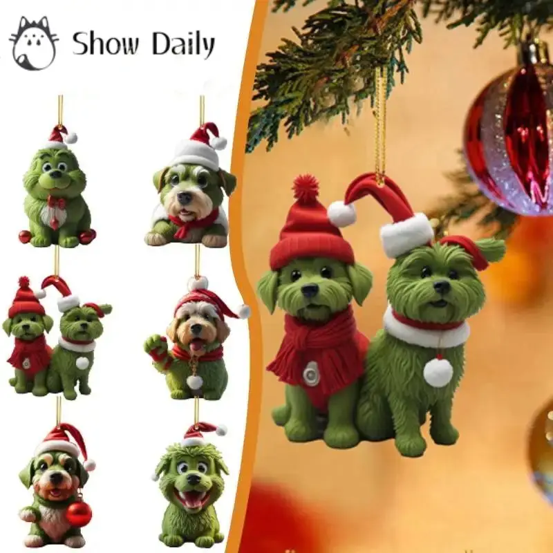 Christmas Tree Hanging Ornaments Green Fur Grinch Shaped Pendants For Home Party Christmas Decorations Xmas New Year Gifts