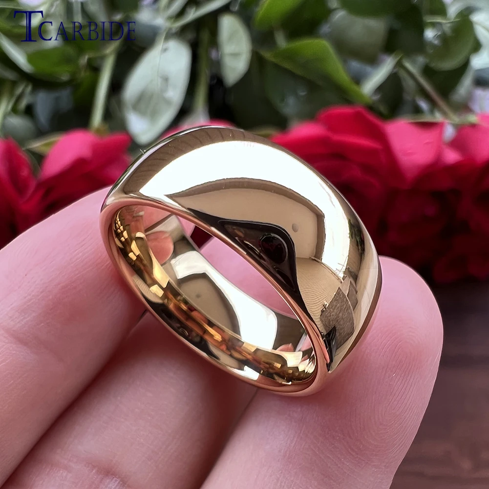 2/3/4/5/6/7/8/10MM Gold-Color Wedding Band Tungsten Carbide Ring For Men Women Domed High Polished Finish Classic Jewelry