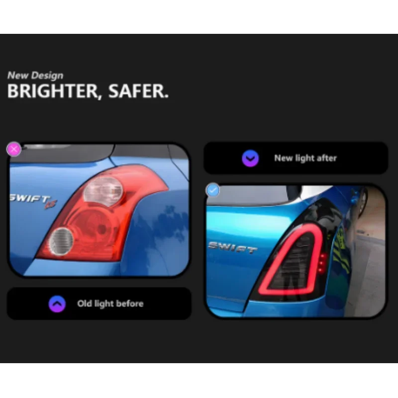 

Задний фонарь ATGSA в сборе для Suzuki Swift 2004-2017, ремонт 19, новый полностью светодиодный задний фонарь для воды, новое обновление, Plug and Play