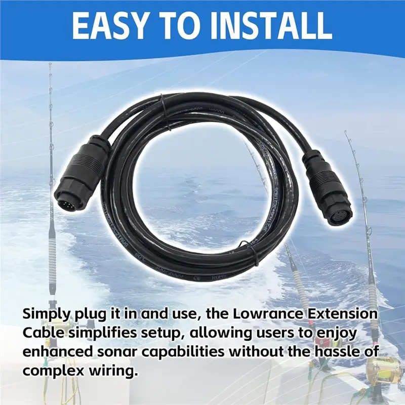 [new-a25p】-for-lowrance-lss-1-lss-2-compatible-extension-cable-9-pin-10ft-000-00099-006-fits-structure-scan-transducer-model