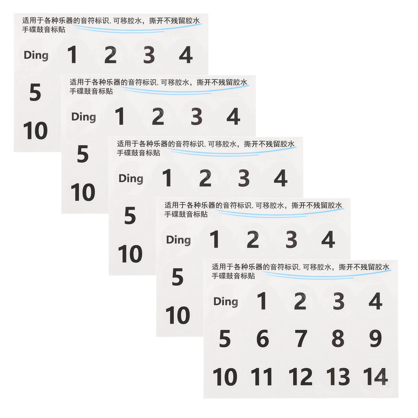 5Sheets Handpan Drum Scale Stickers Numbered Ethereal Note Labels for Beginners Easy Install Removable Percussion Training