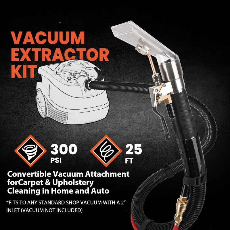 Shop Vac Extractor Kit، مجموعة خرطوم مستخرج أفضل لتنظيف السجاد والمفروشات في المنزل والسيارات، مع عصا، خرطوم ومحول