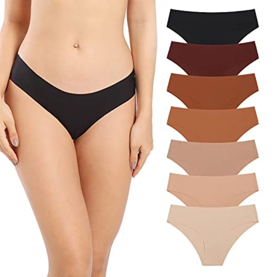 

SHARICCA Women Seamless Cheeky Bikini No Show Panties Ladies Invisible Breathable Briefs Soft Stretch Underwear Multi Pack