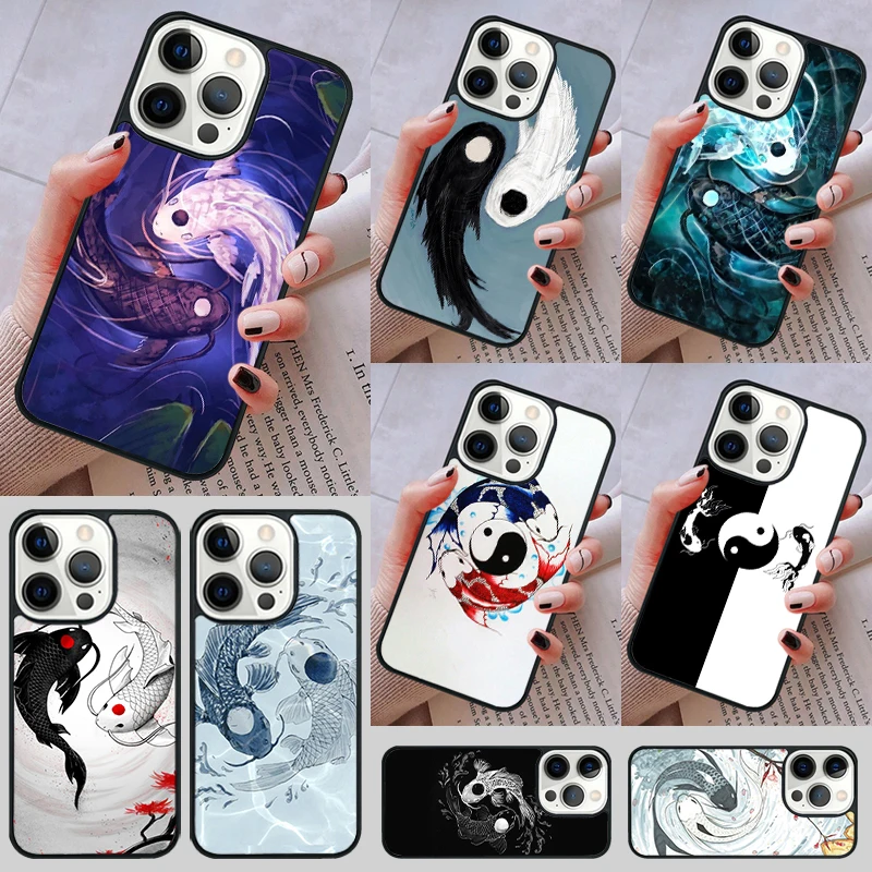 Yin Yang Koi Phone Case cover For iPhone 14 13 15 16 Pro Max Coque 12 11 Pro Max For Apple 8 PLUS 7 6S fundas