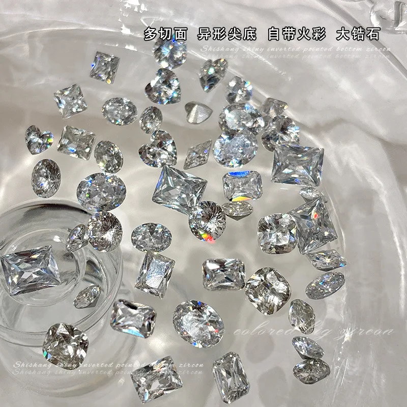 10 pezzi 3D fondo a punta decorazione per unghie strass accessori con diamanti in cristallo per unghie glitter design forniture per manicure