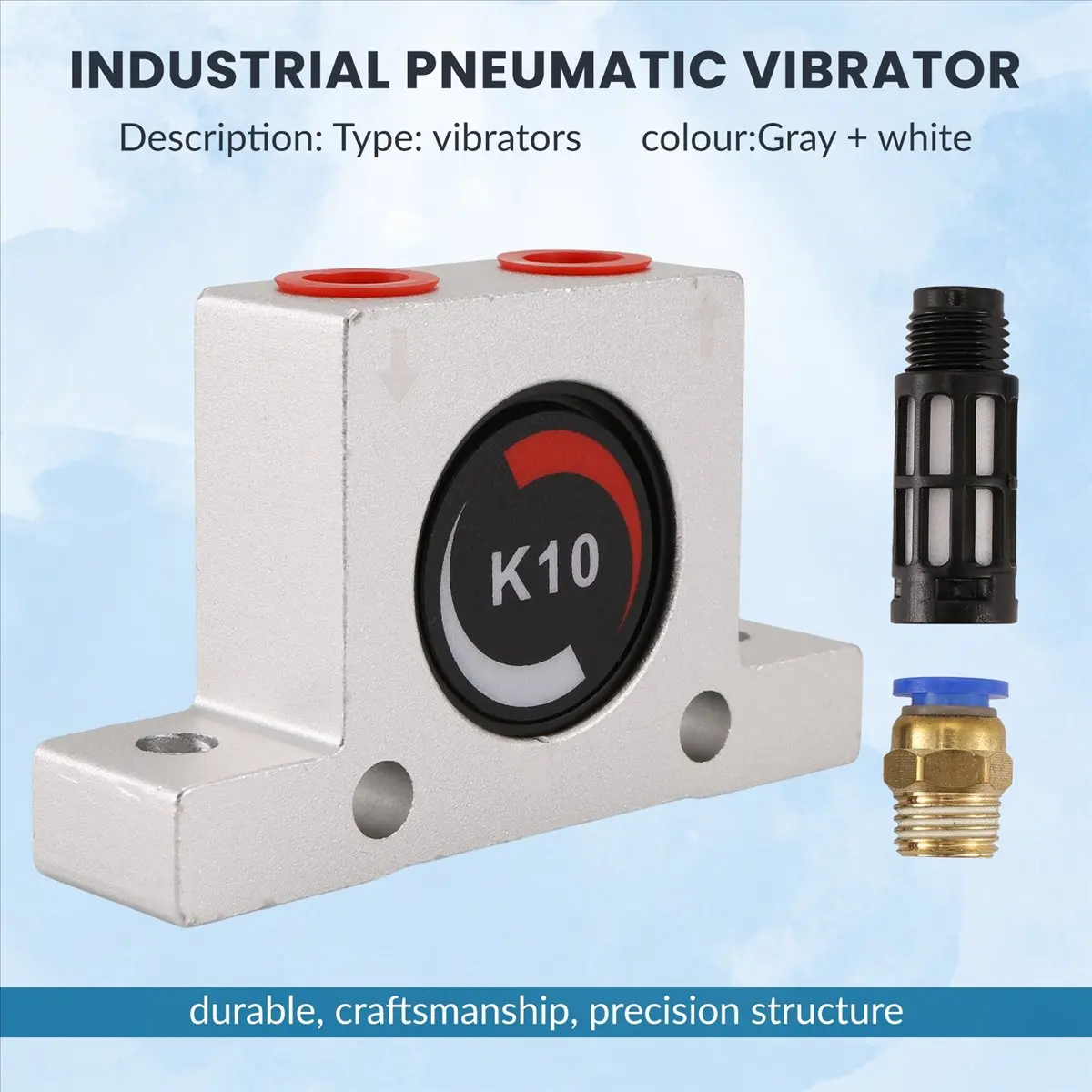 #57G (Gray & white)1/4 Pneumatic Turbine Vibrators Silent Industrial Vibrator Type K10,DIY & Tools