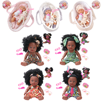 NEW 12inch Reborn Baby Doll with Accessories,Kawaii Silicone 3D Painted Skin Veins African Girl Suit for Girl Baby Birthday Gift