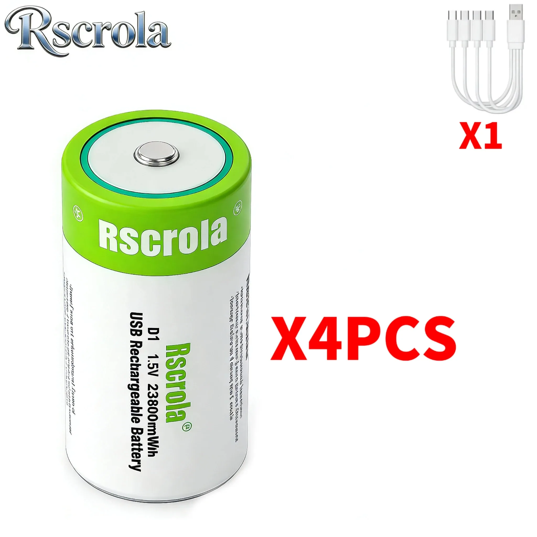 1,5V D-cel oplaadbare Li-ion batterij LR20 USB-C snelladen 23800mWh hoge capaciteit 1800 cycli voor gasfornuizen zaklampen