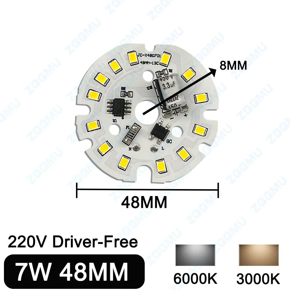 Pilot AC220V LED 5W 7W 9W 12W 18W 24W SMD2835 płytka drukowana Downlight biały 6000K ciepłe kolory 3000K bez kierowcy odpowiednia żarówka