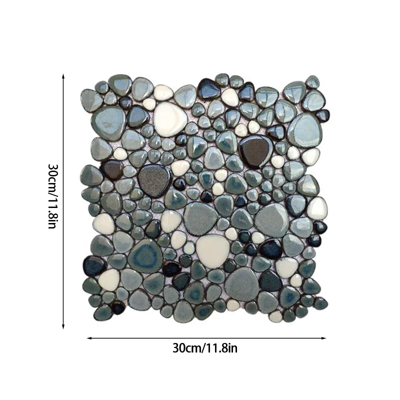 30x30cm Ceramic Pebble Mosaic Tiles Spa Pools Fish Ponds Bathrooms Anti-skid Wear-resistant Wall Floor Decor Easy Cut Mesh Base