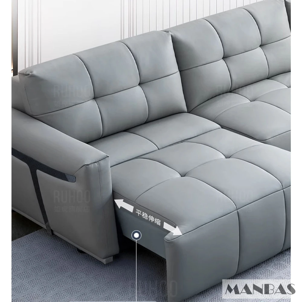 Electric Sofa Bed with Genuine Leather and Reclining Function for Home Cinema | MINGDIBAO Multifunction Foldable Sofa Beds