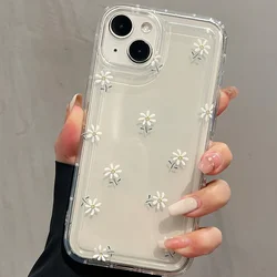 S26Ultra Case For Samsung A55 5G A15 A14 A54 A53 A33 A34 A35 S25 S24 S23 Plus S22 S21 FE Trendy Flower Pattern Transparent Cover