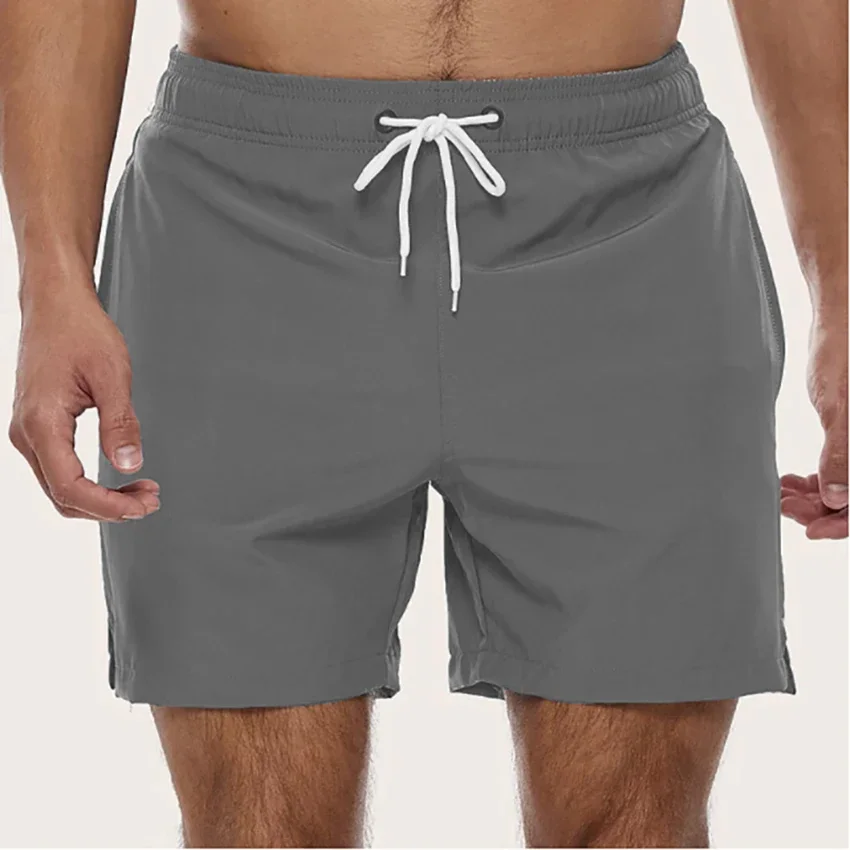 Pantaloncini da spiaggia da uomo con fodera in rete con coulisse, elastico in vita, ordinario traspirante, morbido, casual street wear quotidiano