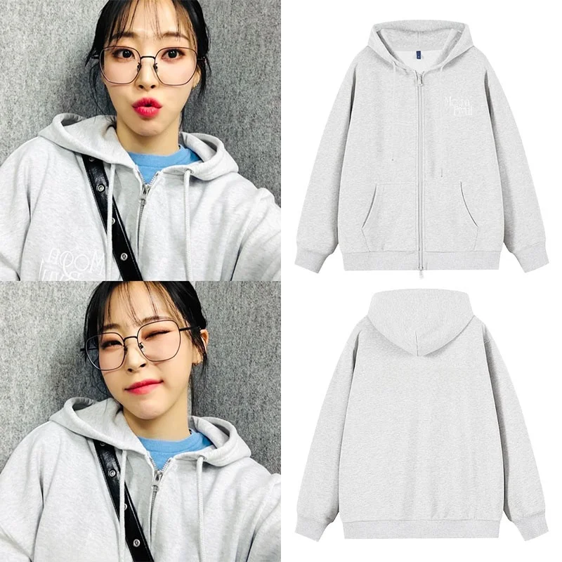 

Худи MAMAMOO MoonByul ex Zipper из чистого хлопка с флисовой подкладкой, свободного кроя, с карманом-кенгуру, длинными рукавами, для весеннего повседневного образа