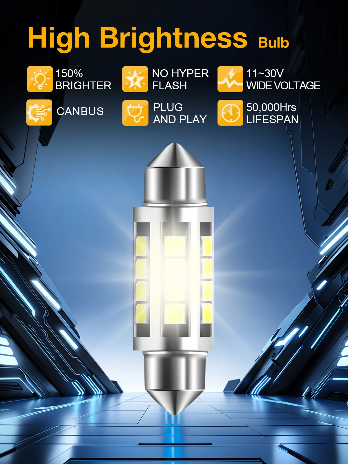 Litwisdom 39/41MM Festoon LED 28/31/36MM Bulb 11-30V White Interior Dome Light Reading Lamp License Plate Car LED Bulb 1Pcs