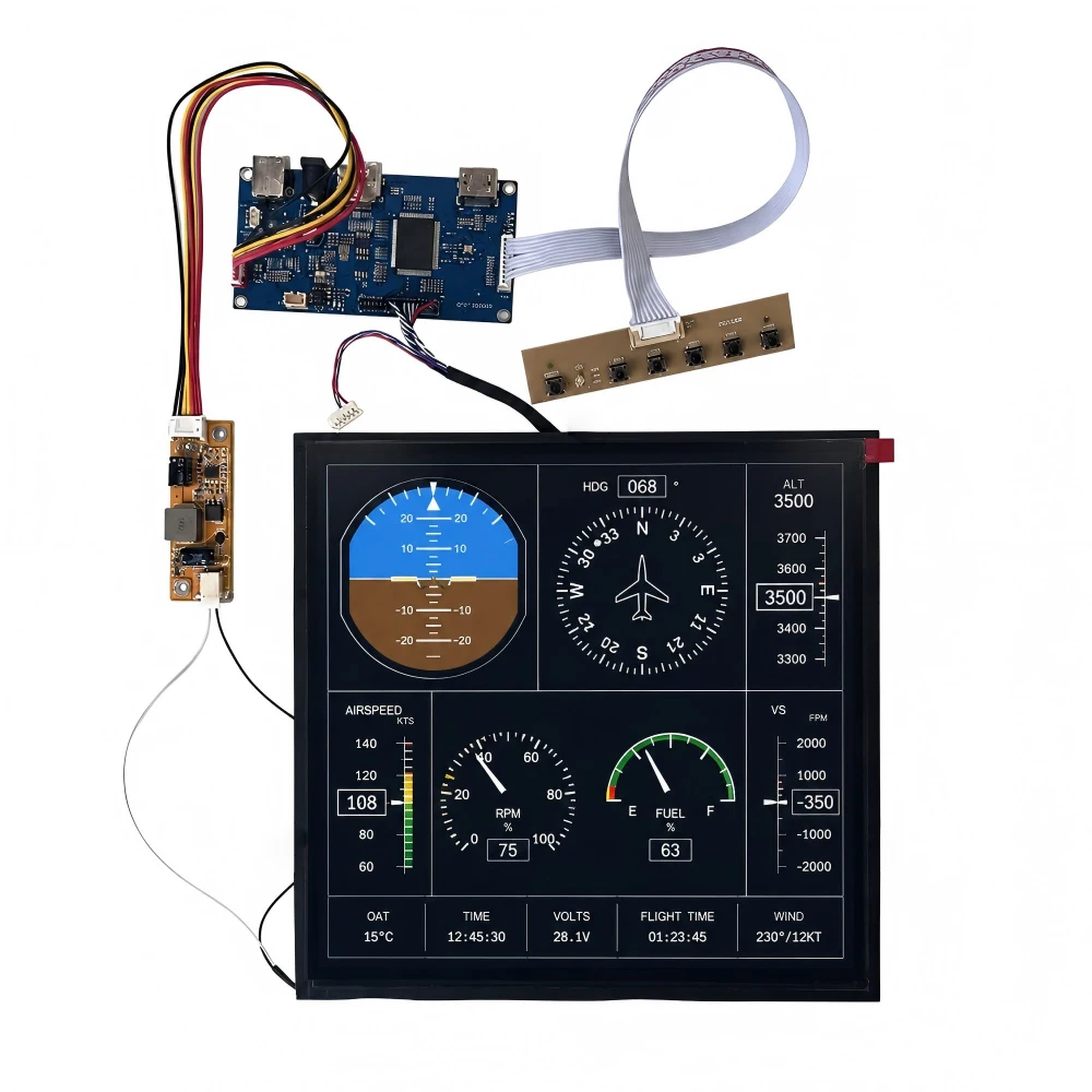 11.5 Inch 800x800 800nits Flight Simulator LCD 30PIN LVDS IPS Square LCD Display With Driver Board