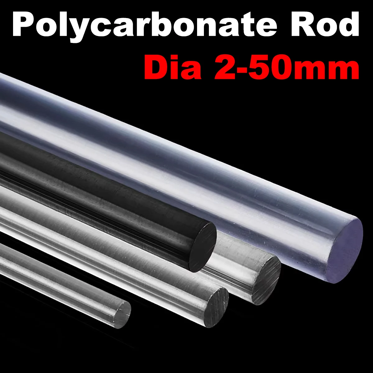 2Pcs PC Rod 500mm Dia 2-50mm Transparent High Temperature Resistant Polycarbonate Solid Round Rod Customizable