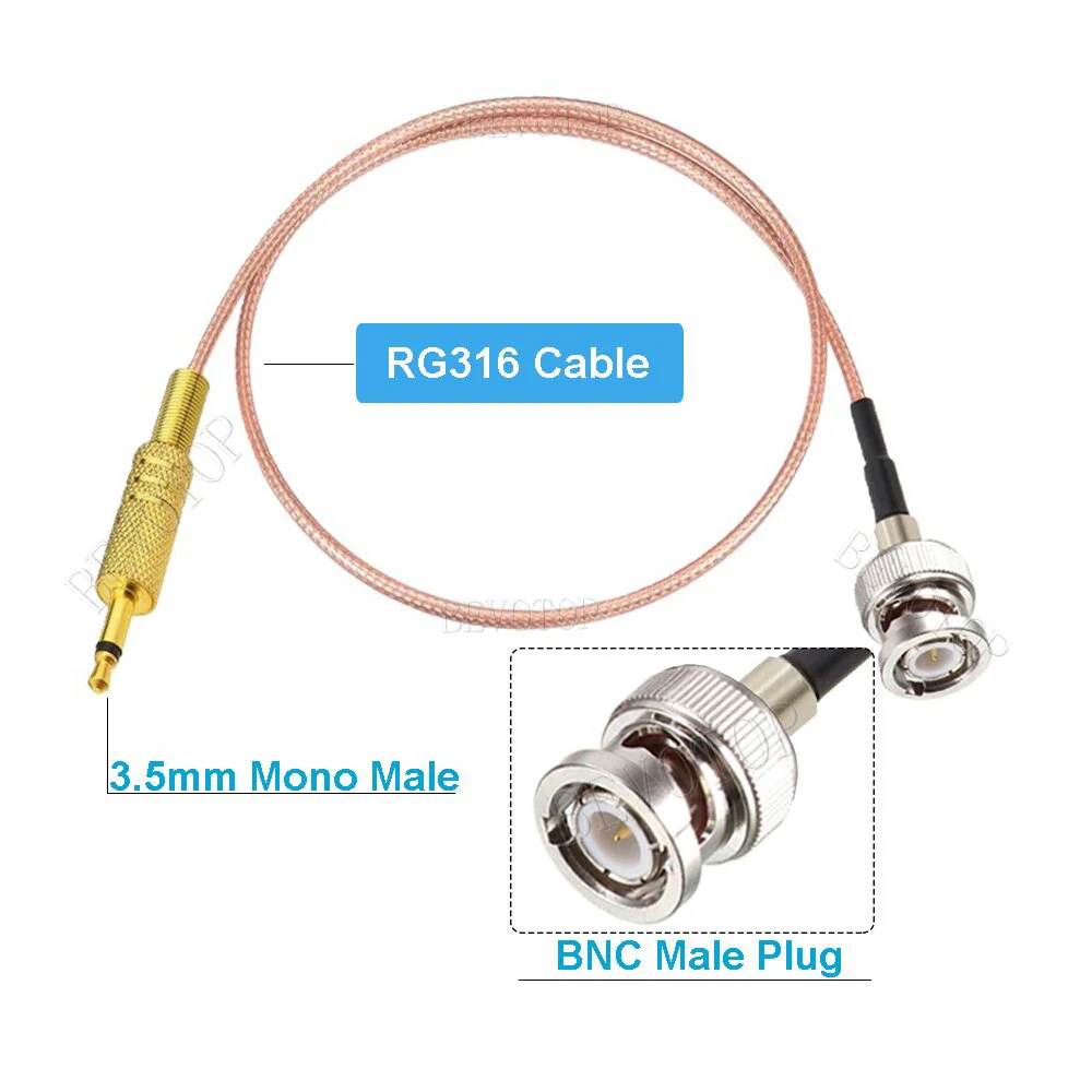 1PCS BNC Male to 3.5mm Mono TS Male Plug Adapter Coaxial Audio RG316 Cable for Shortwave Radio - Male Female Stereo Adapter