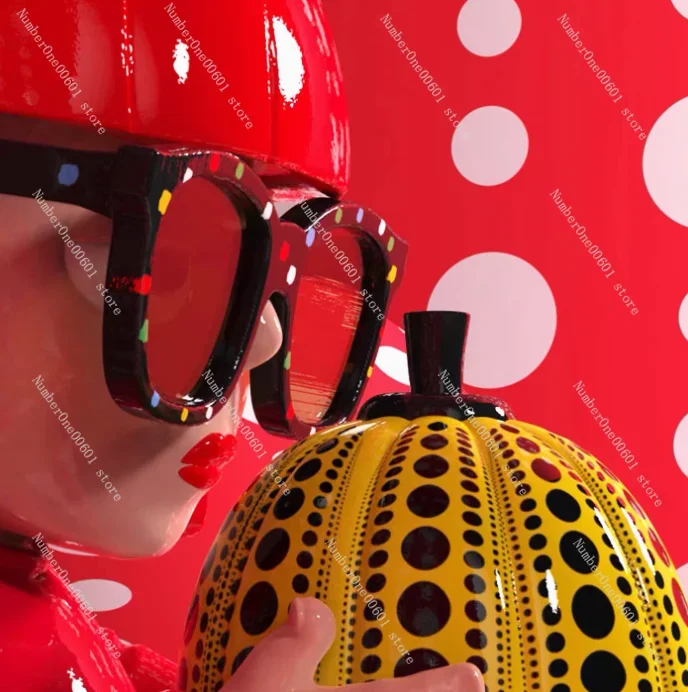 Yayoi Kusama Polka Dot Pumpkin Tide Play Figure Trend Art Decorative Desktop Doll Ornament Men's and Women's Creative Gifts