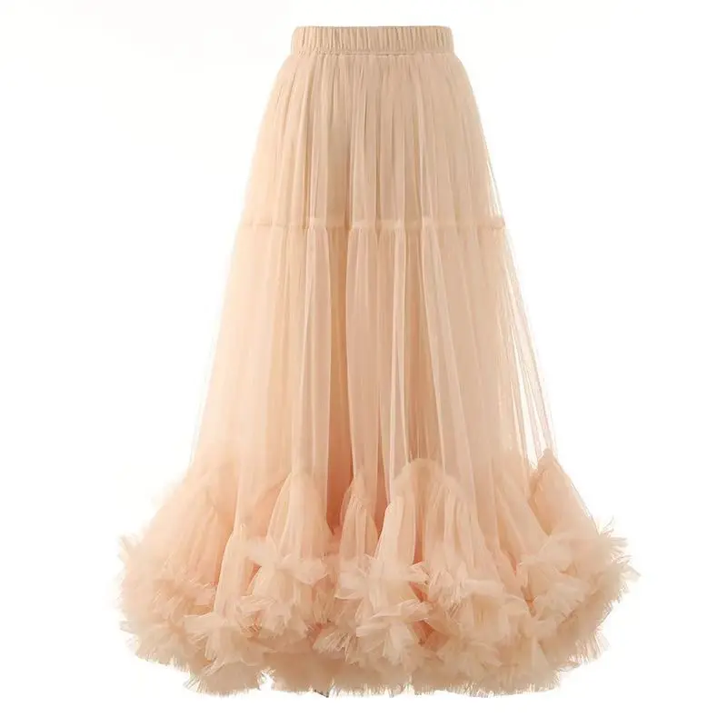 Super Large Chiffon Skirt, Sweet Mushroom Lace, Large Swing Design, Fashionable Fluffy Skirt