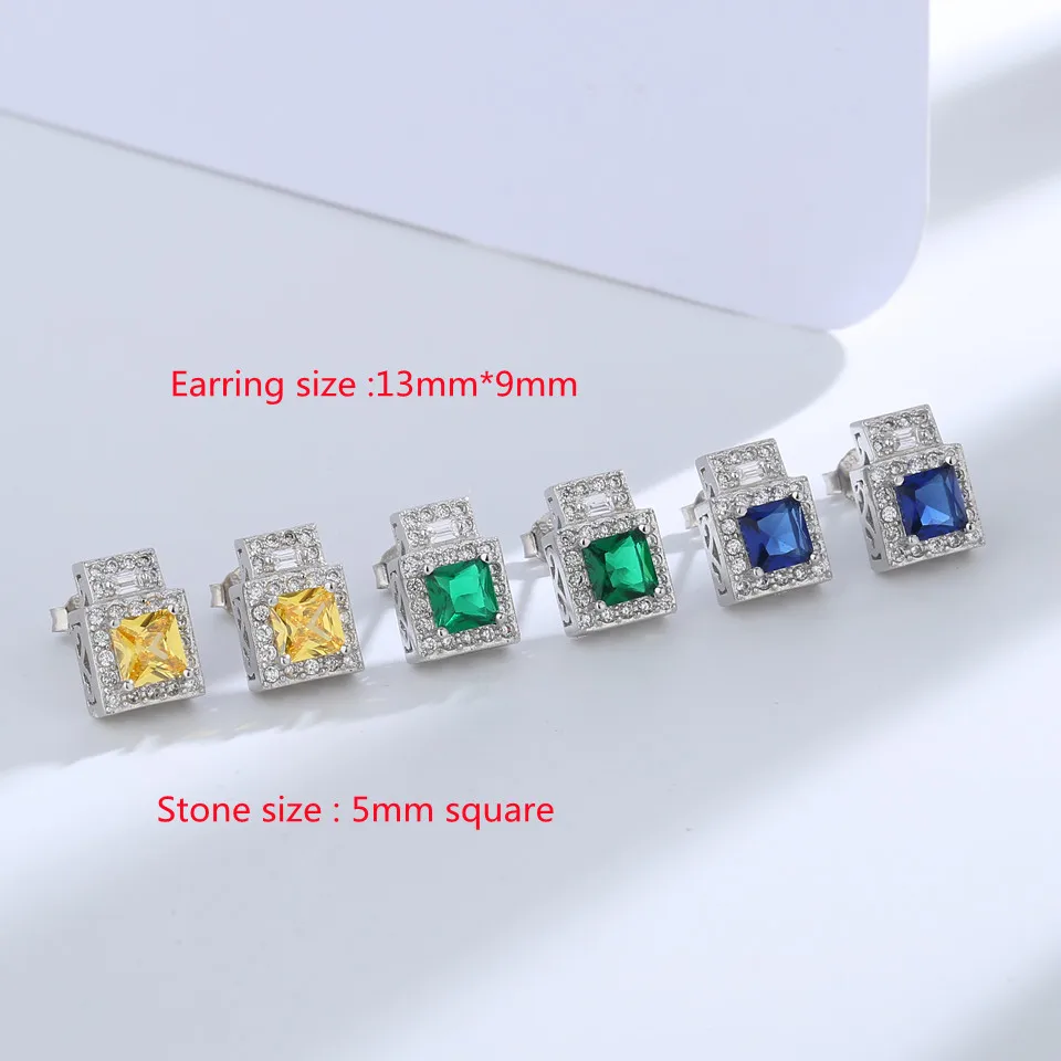 

Buyee 925 Sterling Silver Wedding Earring Light Green Blue Yellow Crystal Earring for Woman Fashion Gorgeous Jewelry Earring