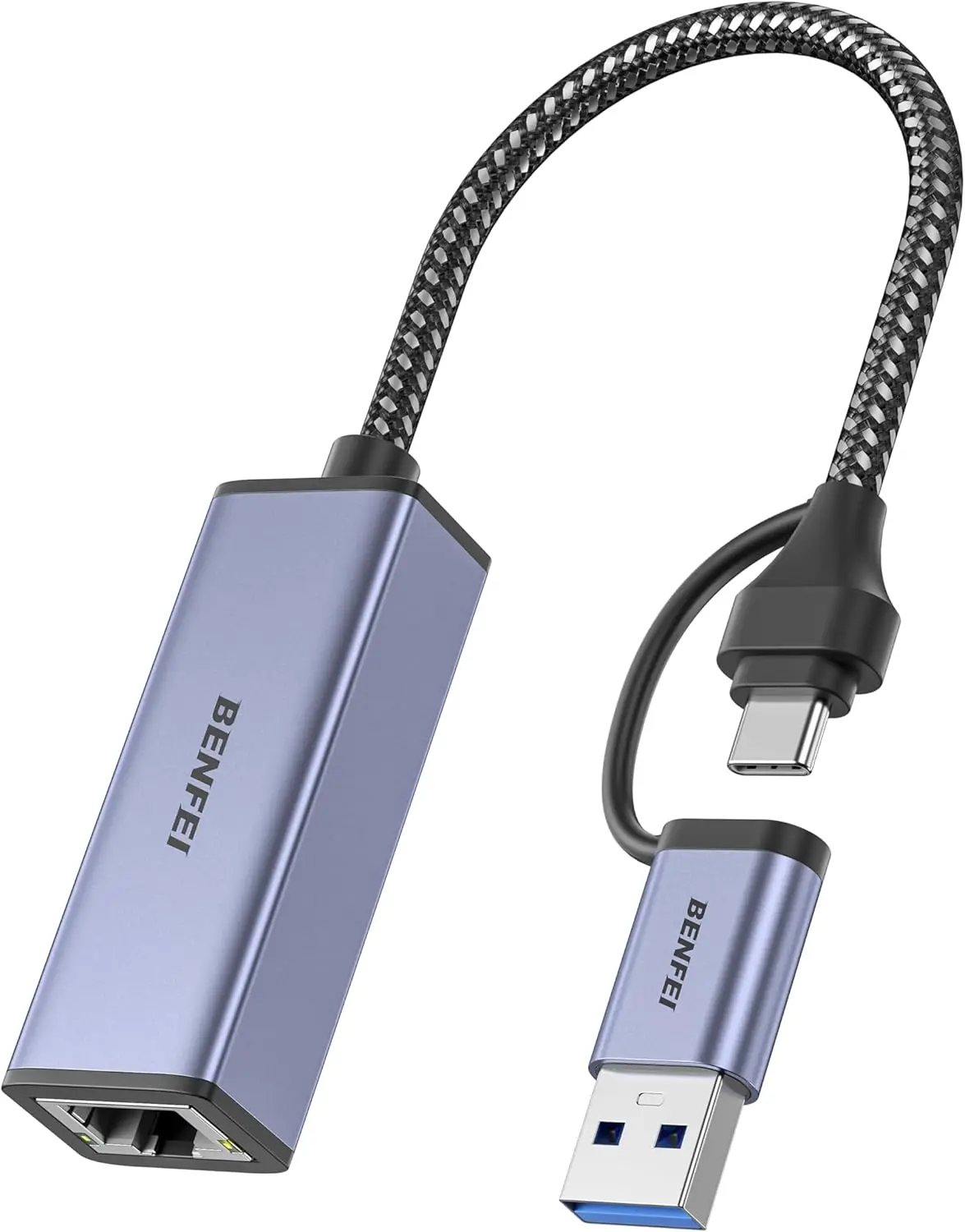 

USB 3.0 to Ethernet Adapter, USB C to RJ45 Gigabit LAN Network Adapter, Compatible with MacBook, Surface Pro, Windows, Mac OS, Aluminium Shell & Nylon Cable