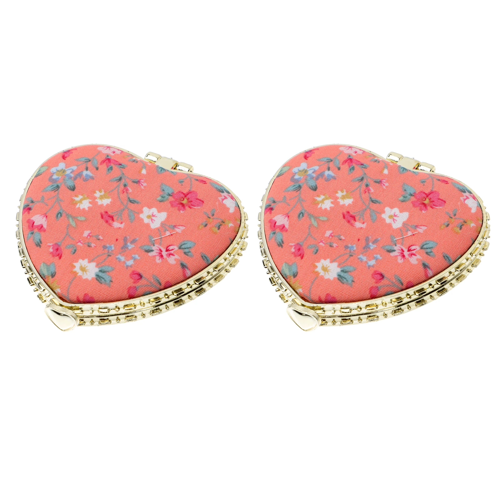 

2 Pcs Small Mirror Portable Mini Makeup Heart Vintage Double Sided Compact for Purses Pink Travel Toiletries Women Miss