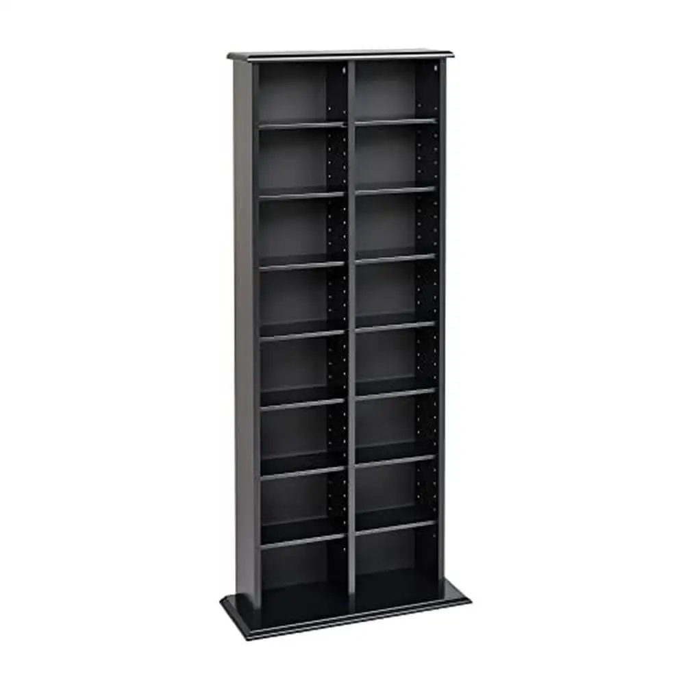 

Adjustable Media Storage Tower Black DVD CD Games Cabinet Made in North America