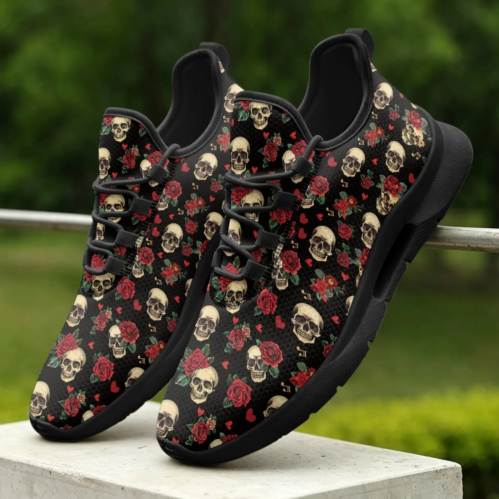 PENSTROLL Skull Rose Casual Comfortable Men'S Athletic Shoes Everyday Trainers for Students Leisure Business