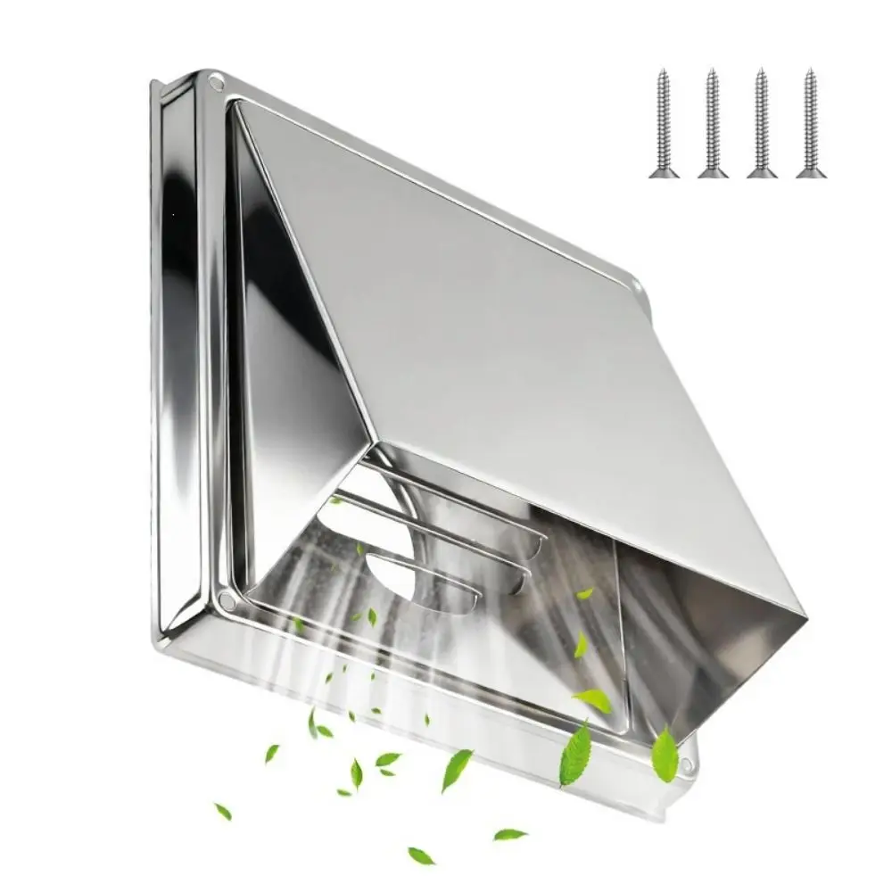Stainless Steel Dryer Vent Cover Durable Black/Silver Extractor Wall Vent Cushioned Non-Return Flap Ventilation Outlet