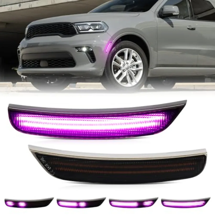 

【Spot goods】Pink Purple Dynamic LED Side Marker Light for Dodge Durango 2021 2022 2023 2024 2025 Front Bumper Fender Sequential