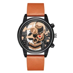 Luxury leisure quartz Korean version watch men and women skull black and white color watches trend sports wrist watch 2023