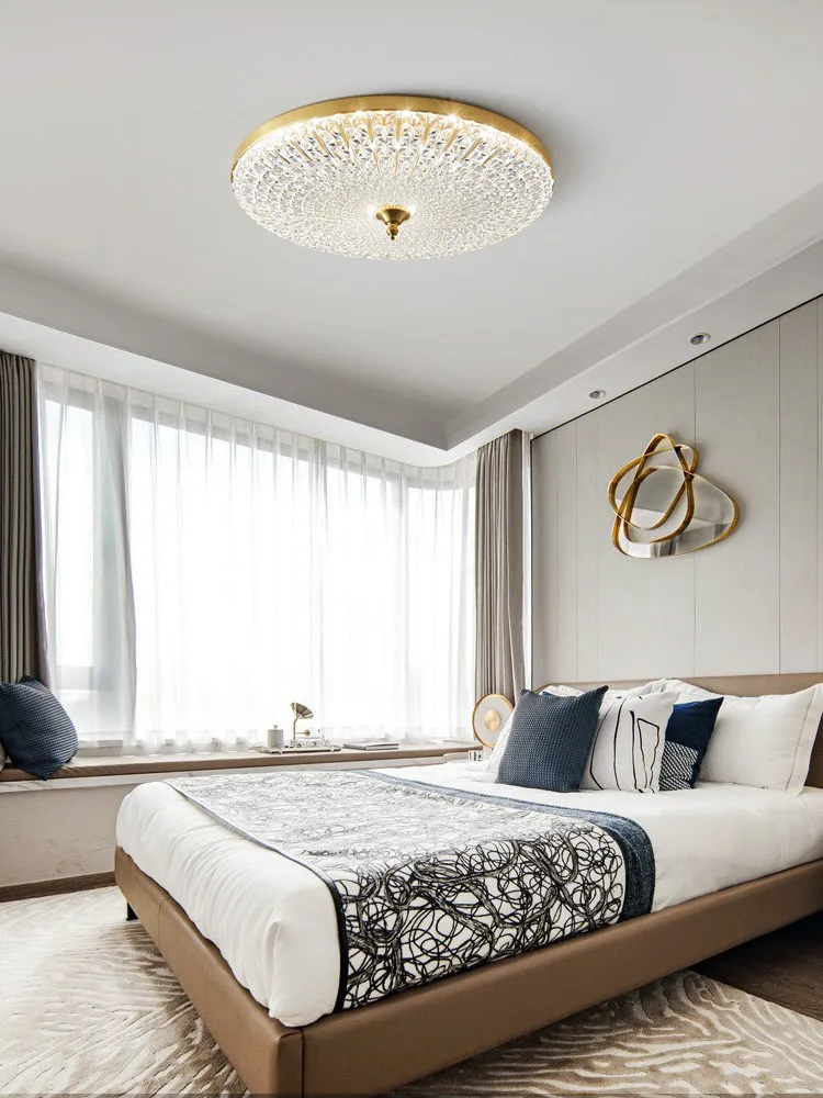 Modern Round Ceiling Light Brass/Black Metal Frame Creative Pattern Acrylic Shade High Transparency Flush Mount Lamp Home Decor