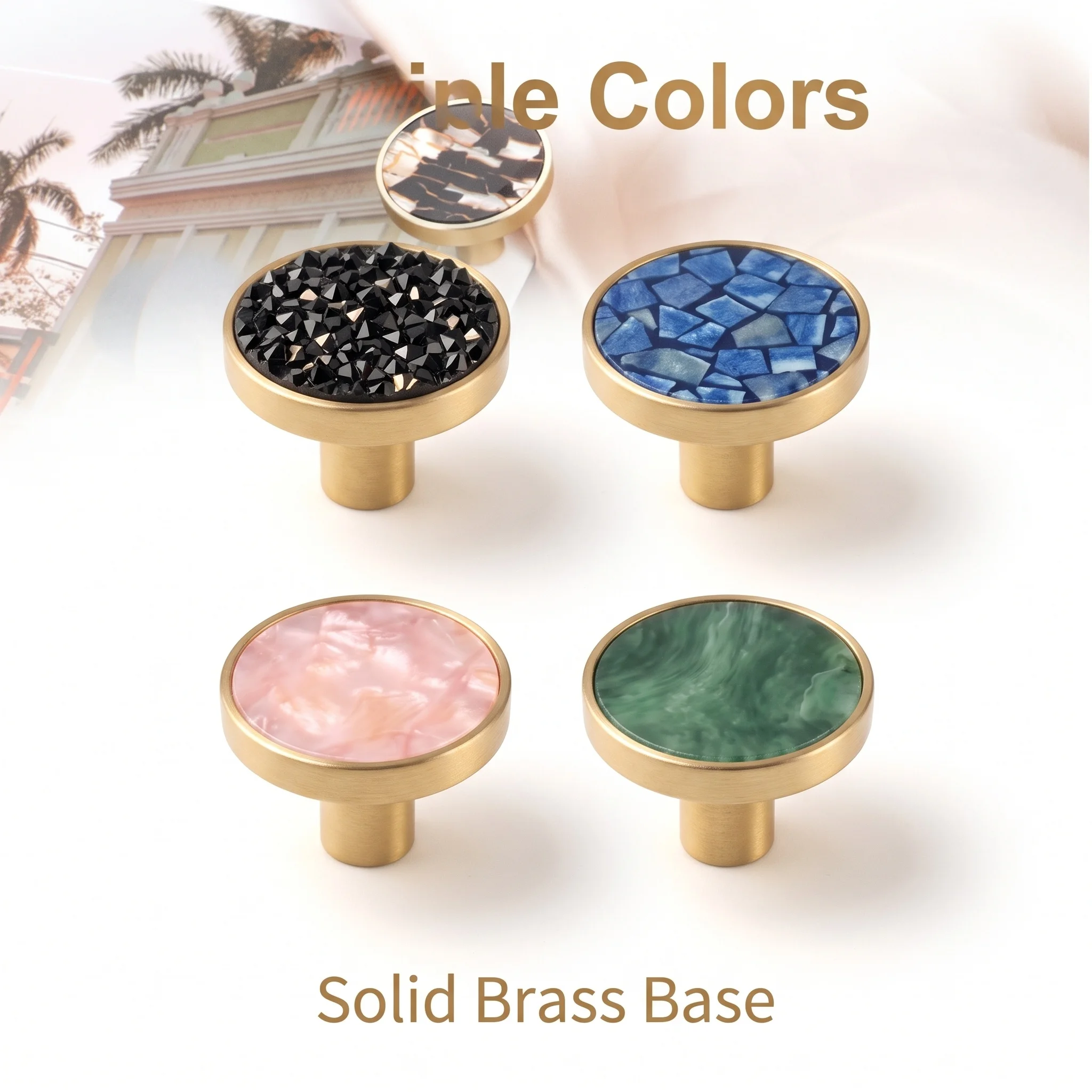 Round Single Hole Cabinet Knob Brass Edged Zinc Alloy Drawer Handle Wardrobe Closet Cupboard Multi Colors Furniture Hardware
